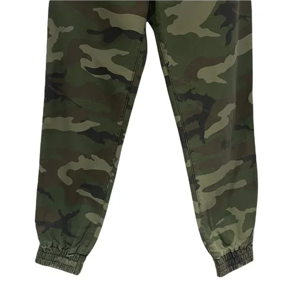 TNA Alix High Waisted Elastic Cuff Camo Print Ankle Jogger Pants Green Small EUC - Picture 7 of 11